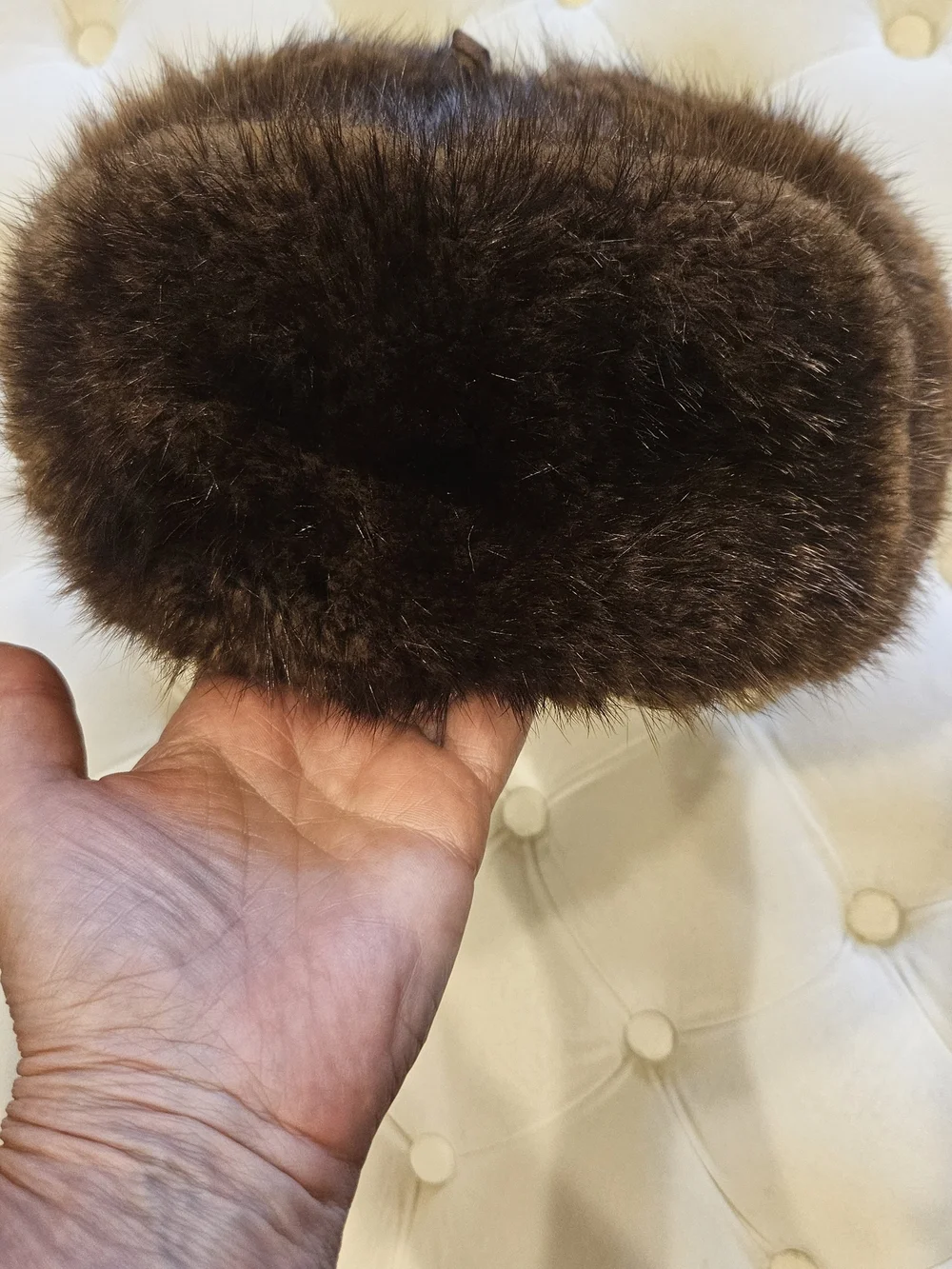 Geunine Fur Man's Winter Hat, Vintage, Brown Color